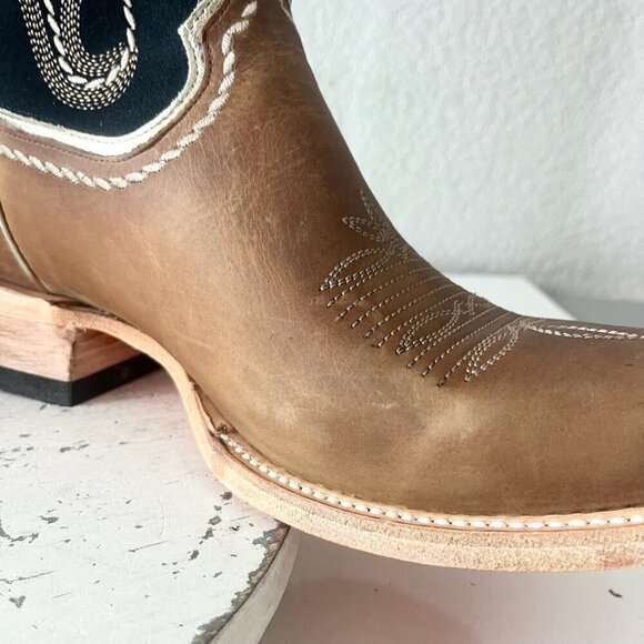 Lane RODEO HOUSTON Mens Cowboy Boots Size 12B Brown Leather Western Blunt Toe - Picture 10 of 14